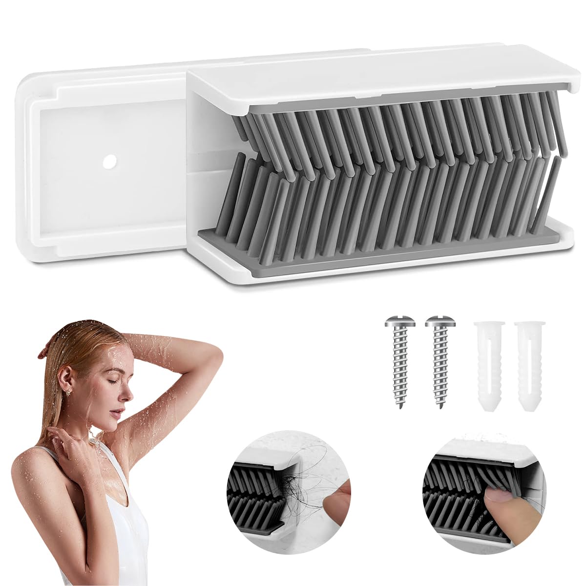 ELEPHANTBOAT White Shower Hair Catcher Wall, Bathroom Wall Hair Collector,Reusable Shower Wall Collector Hair Trap for Drain Protector,Silicone Hair Catcher ELEPHANTBOAT White Shower Hair Catcher Wall, Bathroom Wall Hair Collector,Reusable Shower Wall Collector Hair Trap for Drain Protector,Silicone Hair Catcher